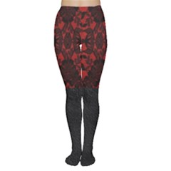 Red And Black Leather Red Lace Design By Flipstylez Designs Tights by flipstylezfashionsLLC