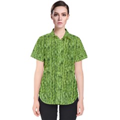 Knitted Wool Chain Green Women s Short Sleeve Shirt