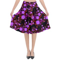 Purple Red  Roses Flared Midi Skirt by snowwhitegirl