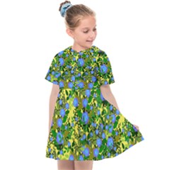 Blue Luminescent Roses Yellow Kids  Sailor Dress by snowwhitegirl