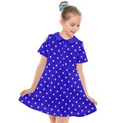 Little  Dots Royal Blue Kids  Short Sleeve Shirt Dress by snowwhitegirl