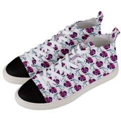 Flamingo Leaf Patttern Blue Men s Mid-top Canvas Sneakers by snowwhitegirl