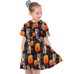 Girl With Roses And Anchors Black Kids  Sailor Dress by snowwhitegirl