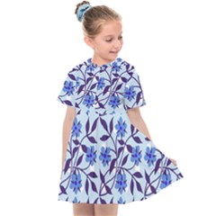 Blue Dot Floral Kids  Sailor Dress by snowwhitegirl