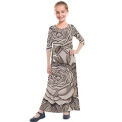 Flowers 1776630 1920 Kids  Quarter Sleeve Maxi Dress by vintage2030