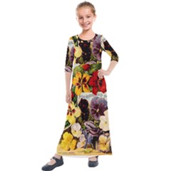 Flowers 1776534 1920 Kids  Quarter Sleeve Maxi Dress by vintage2030