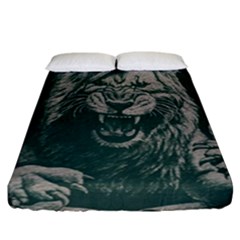 Angry Male Lion Pattern Graphics Kazakh Al Fabric Fitted Sheet (california King Size) by Sapixe