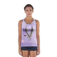 Cute Little Pegasus With Butterflies Sport Tank Top  by FantasyWorld7