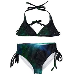 Galaxy Sky Blue Green Kids  Classic Bikini Set by snowwhitegirl