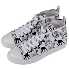 Dog Pattern White Women s Mid-top Canvas Sneakers by snowwhitegirl