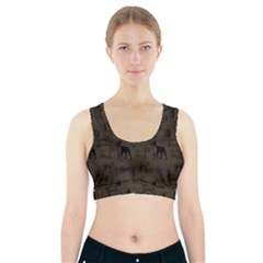 Dog Pattern Brown Sports Bra With Pocket by snowwhitegirl