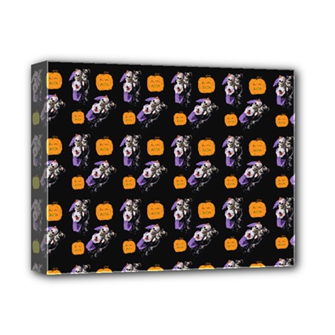 Halloween Skeleton Pumpkin Pattern Black Deluxe Canvas 14  X 11  (stretched) by snowwhitegirl