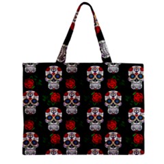 Skull Pattern Black Zipper Mini Tote Bag by snowwhitegirl