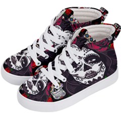 Mexican Skull Lady Kid s Hi-top Skate Sneakers by snowwhitegirl