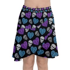 Skulls And Hearts Chiffon Wrap Front Skirt by awesomeangeye