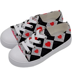 Diamonds Hearts Mosaic Pattern Kids  Low Top Canvas Sneakers by Simbadda