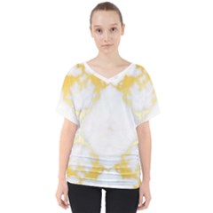 White Marble Pattern By Flipstylez Designs V-neck Dolman Drape Top by flipstylezfashionsLLC