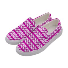 Circles Lines Bright Pink Modern Pattern Women s Canvas Slip Ons by BrightVibesDesign