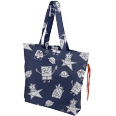 Doodle Bob Pattern Drawstring Tote Bag by Valentinaart