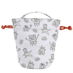 Doodle Bob Pattern Drawstring Bucket Bag by Valentinaart