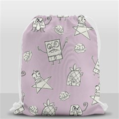 Doodle Bob Pattern Drawstring Bag (small) by Valentinaart