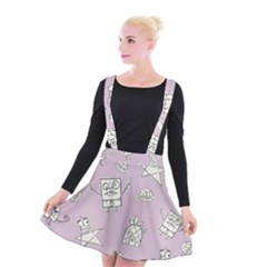 Doodle Bob Pattern Suspender Skater Skirt by Valentinaart