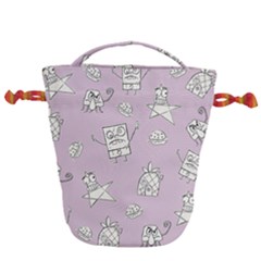 Doodle Bob Pattern Drawstring Bucket Bag by Valentinaart