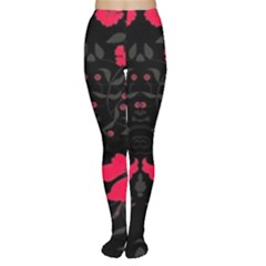 Pink Floral Pattern By Flipstylez Designs Tights by flipstylezfashionsLLC