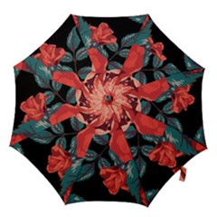 Bed Of Bright Red Roses By Flipstylez Designs Hook Handle Umbrellas (medium) by flipstylezfashionsLLC