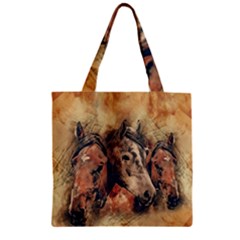 Head Horse Animal Vintage Zipper Grocery Tote Bag by Simbadda