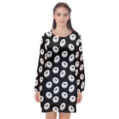 Donuts Pattern Long Sleeve Chiffon Shift Dress  by Valentinaart