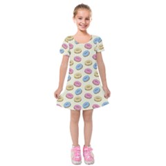 Donuts Pattern Kids  Short Sleeve Velvet Dress by Valentinaart