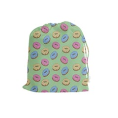 Donuts Pattern Drawstring Pouch (large) by Valentinaart