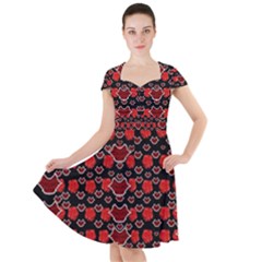 Red Lips And Roses Just For Love Cap Sleeve Midi Dress by pepitasart