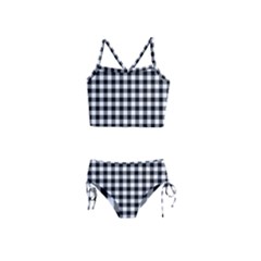 Check Pattern Black, White, Gray Girls  Tankini Swimsuit by ChastityWhiteRose