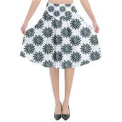 Graphic Pattern Flowers Flared Midi Skirt by Celenk