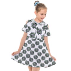 Graphic Pattern Flowers Kids  Short Sleeve Shirt Dress by Celenk