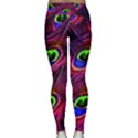 Peacock Feathers Color Plumage Lightweight Velour Classic Yoga Leggings View2