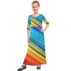 Rainbow Kids  Quarter Sleeve Maxi Dress by NSGLOBALDESIGNS2