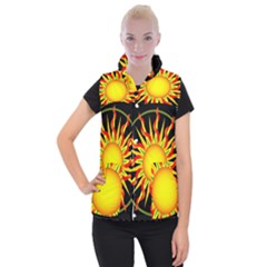 Mandala Sun Graphic Design Women s Button Up Vest by Simbadda