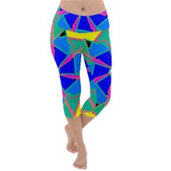 Mandala Wheel Pattern Ornament Lightweight Velour Capri Yoga Leggings by Simbadda