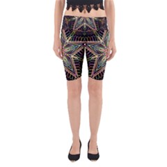 Star Mandala Pattern Design Doodle Yoga Cropped Leggings by Simbadda