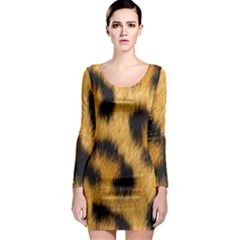 Animal Print 3 Long Sleeve Bodycon Dress by NSGLOBALDESIGNS2