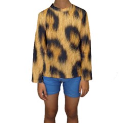 Leopard Print Kids  Long Sleeve Swimwear by NSGLOBALDESIGNS2