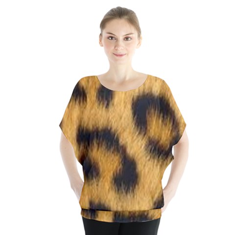 Leopard Print Batwing Chiffon Blouse by NSGLOBALDESIGNS2