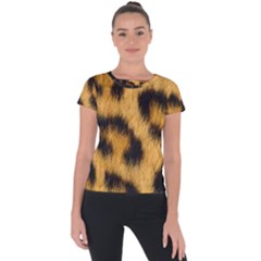 Leopard Print Short Sleeve Sports Top  by NSGLOBALDESIGNS2