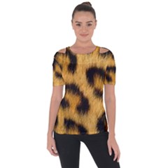 Leopard Print Shoulder Cut Out Short Sleeve Top by NSGLOBALDESIGNS2