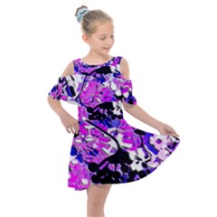 Floral Abstract Kids  Shoulder Cutout Chiffon Dress by dressshop