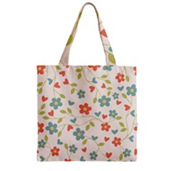 Flowers Pattern Zipper Grocery Tote Bag by Hansue