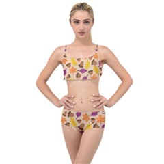 Acorn Pattern Layered Top Bikini Set by Hansue